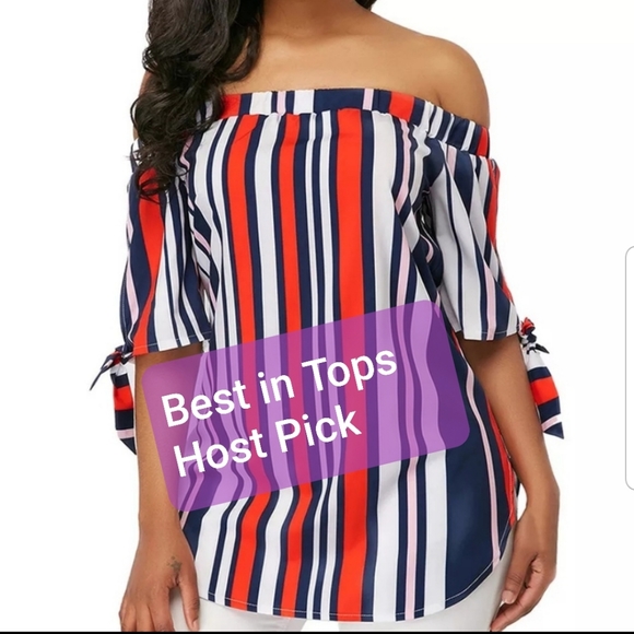 Tops - striped off shoulder top